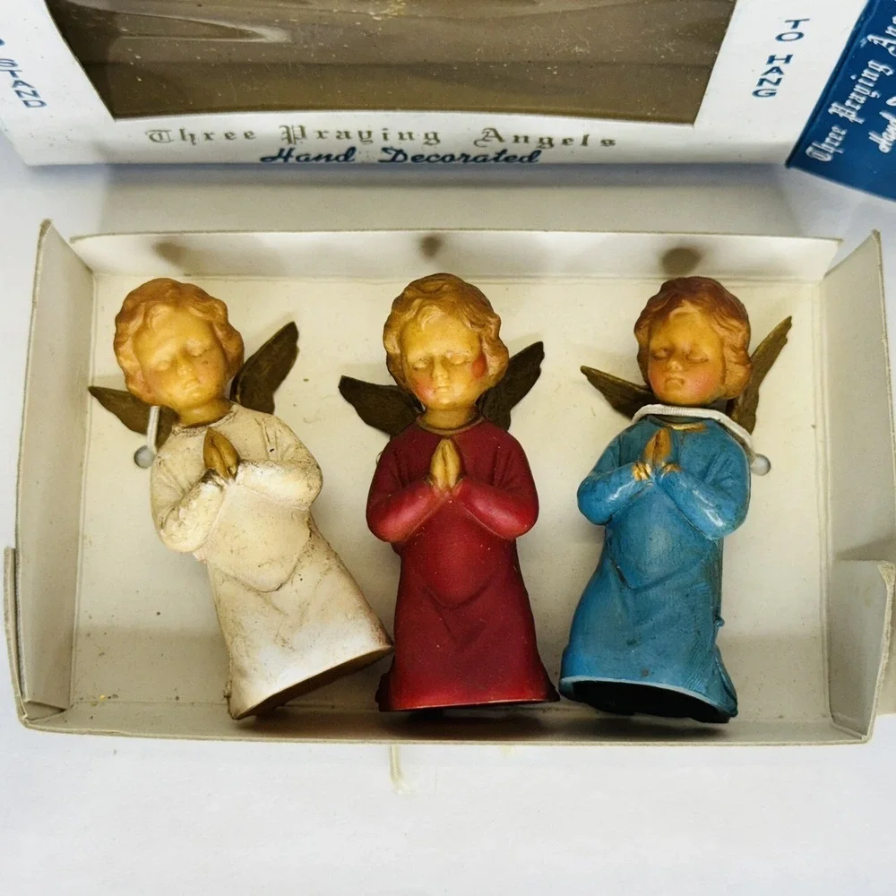 Vintage Christmas Praying Kneeling Angels Ornaments 3